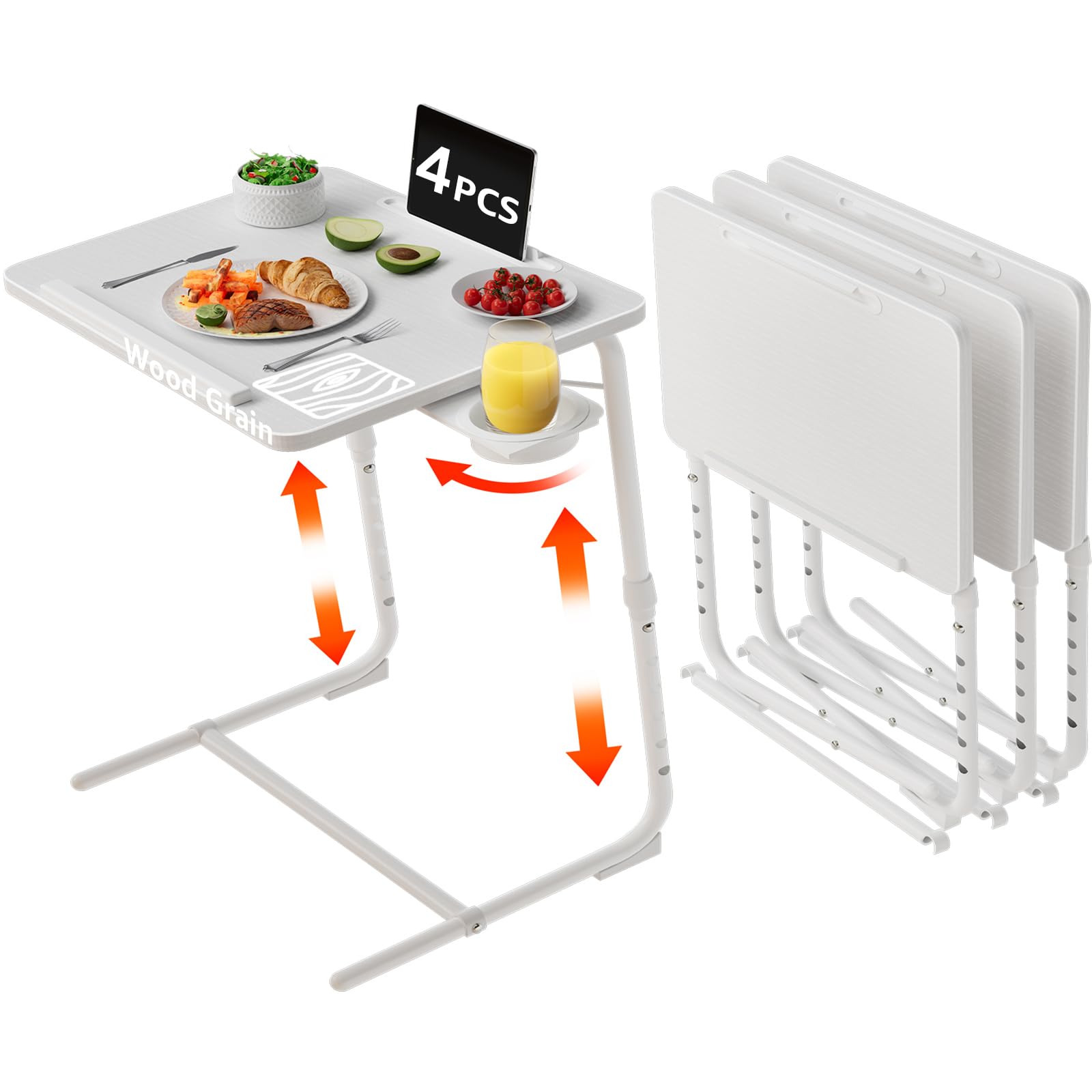 Amazon.com: NUTIKAS TV Trays Set of 4 - Folding TV Tray Adjustable